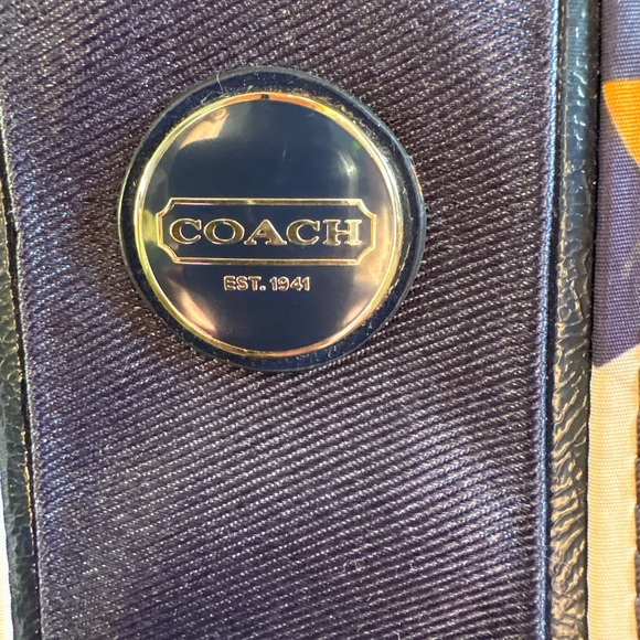 Coach Shoulder Bag Navy, White, Orange Signature C Pattern with wallet - Picture 8 of 15